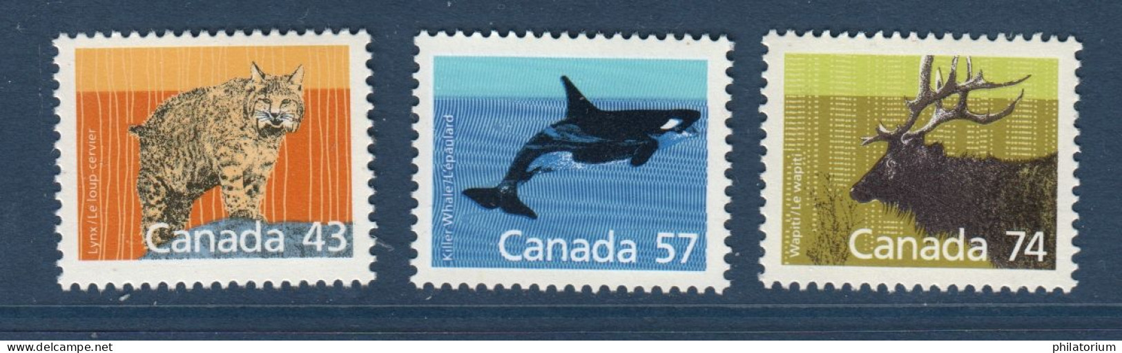 Canada, Yv 1032, 1033, 1034, Mi 1071, 1072, 1073, **, Lynx, épaulard, Wapiti, - Unused Stamps