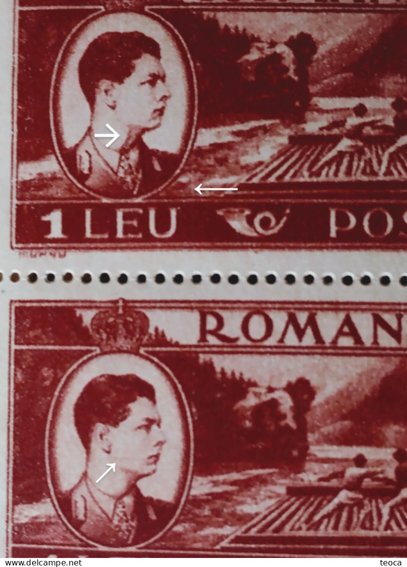 Stamps Errors Romania 1947 Mi 1067,king Michael,printed With Multiple Errors, Pair Unused - Variétés Et Curiosités