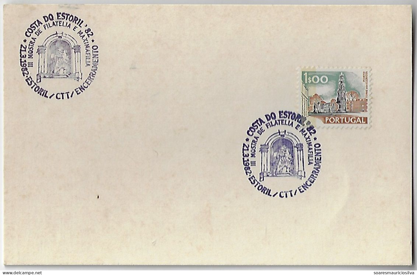 Portugal 1982 Card Commemorative Cancel 3rd Philately And Maximaphilia Exhibition In Estoril Sacred Image - Storia Postale