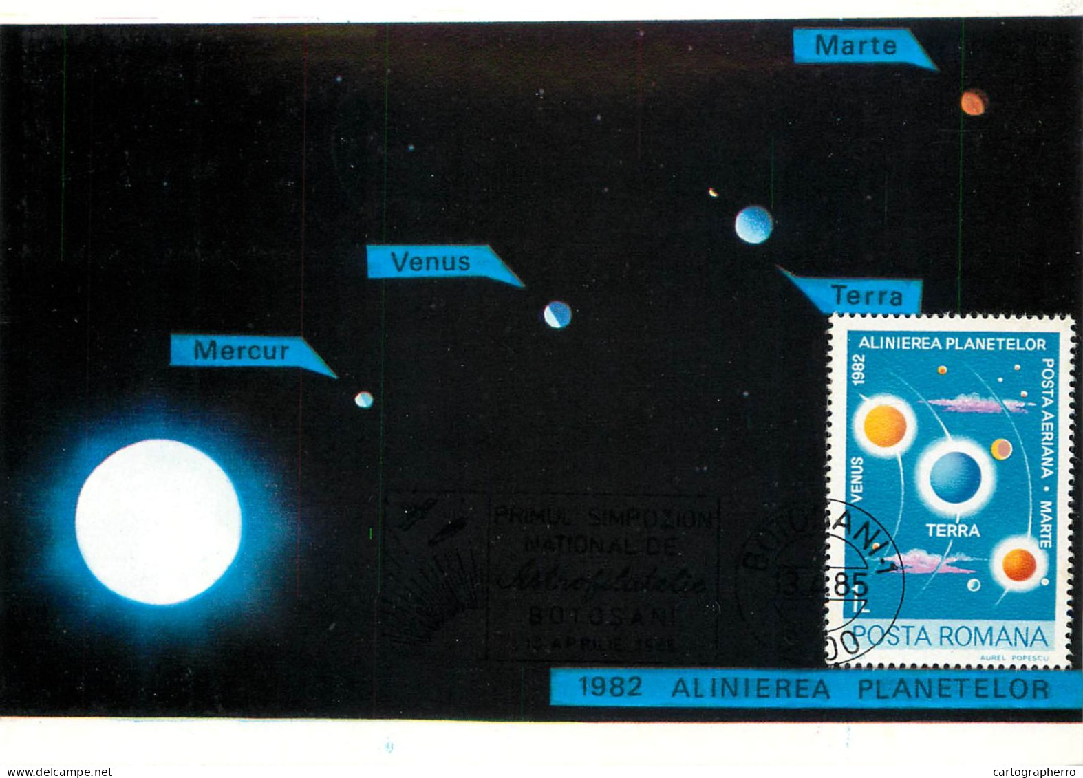 Postcard Astronomy Planets Alignement Romania 1985 - Astronomie