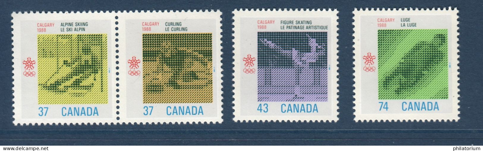 Canada, Yv 1035, 1036, 1037, 1038, Mi 1075, 1076, 1077, 1078, **, Galgary, Sport, - Winter 1988: Calgary