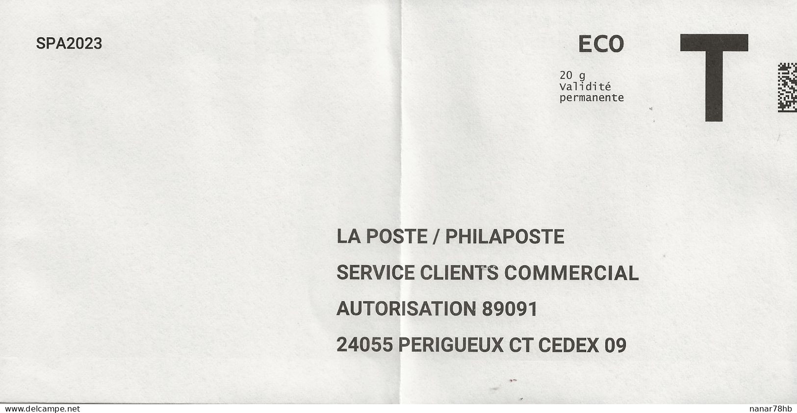 Lettre T Eco 20gr La Poste/Philaposte - Cartes/Enveloppes Réponse T
