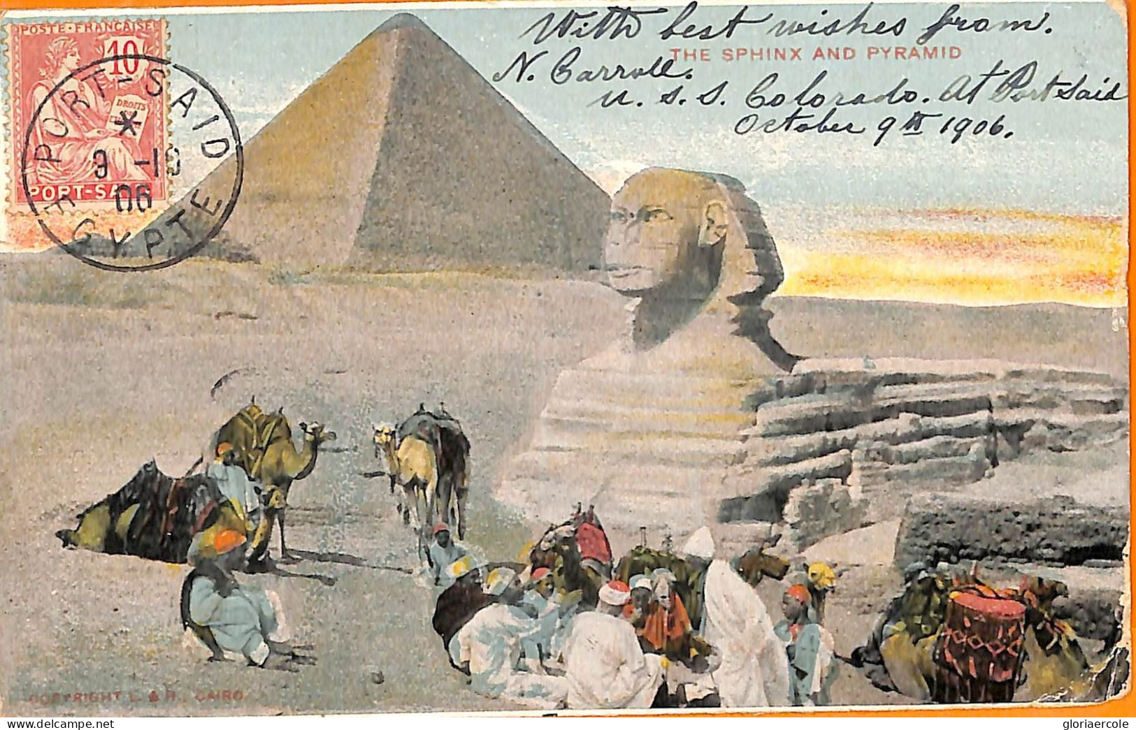 Aa0161 - FRENCH Port Said  EGYPT - POSTAL HISTORY - POSTCARD 1906 - Storia Postale
