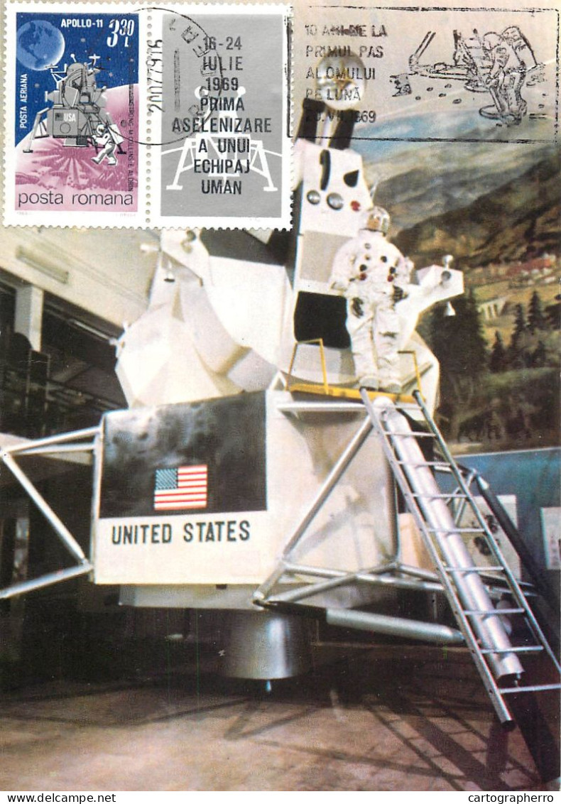 Space Postcard Romania United States Bucharest Lunar Landing Module Apollo 11 - Espace