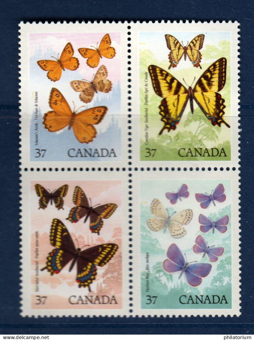 Canada, Yv 1052, 1053, 1054, 1055, Mi 1090, 1091, 1092, 1093, **, Papillon, - Unused Stamps