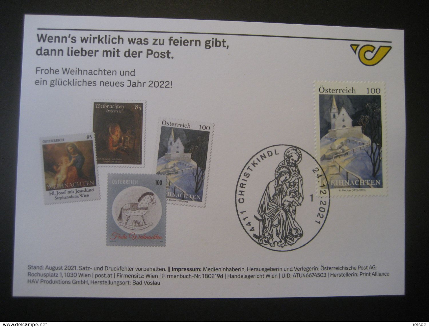 Österreich- Christkindl 24.12.2021, Mit Sonderstempel - Briefe U. Dokumente