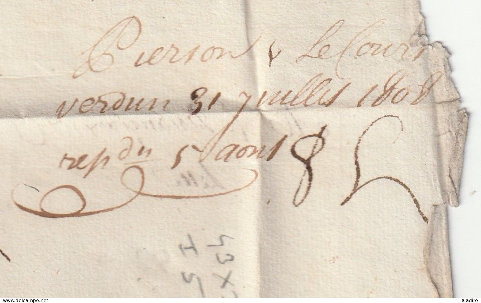 1808 - Marque Postale 53 Verdun Sur Meuse Sur Lettre Pliée Avec Corresp Privée De Pierson Vers Lille - Taxe 5 - 1801-1848: Vorläufer XIX
