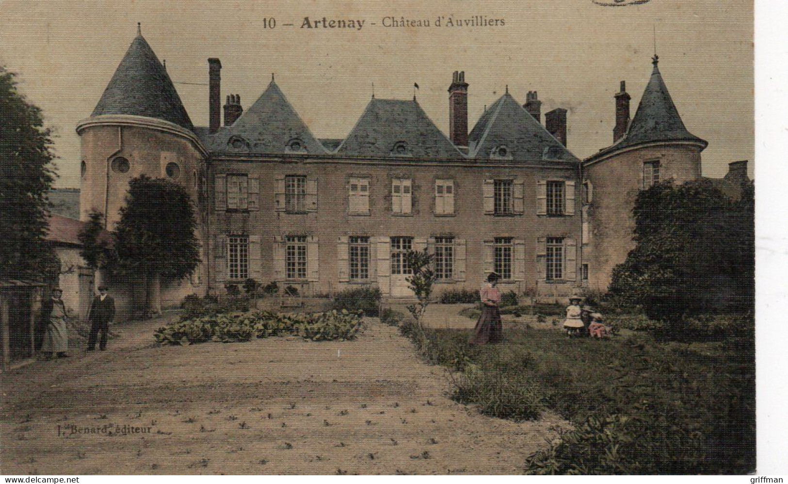 ARTENAY CHATEAU D'AUVILLIERS 1908 COLORISEE TOILEE TBE - Artenay