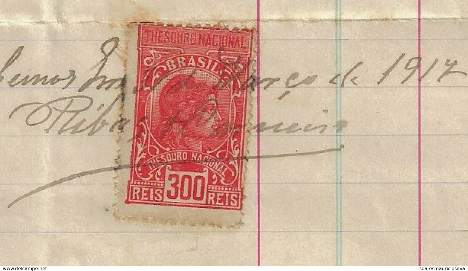 Brazil 1917 Invoice From The Cart Company Of Ribas & Carneiro In Rio De Janeiro National Treasury Tax Stamp 300 Réis - Briefe U. Dokumente