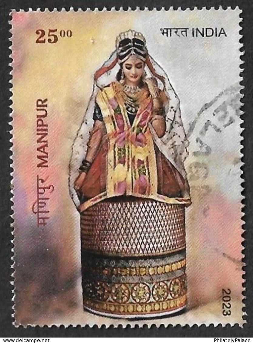India 2023 Bridal Costumes Culture, Tradition ,Manipur,Potloi Or Polloi,Dress, Jewellery, Used (**) Inde,Indien - Used Stamps
