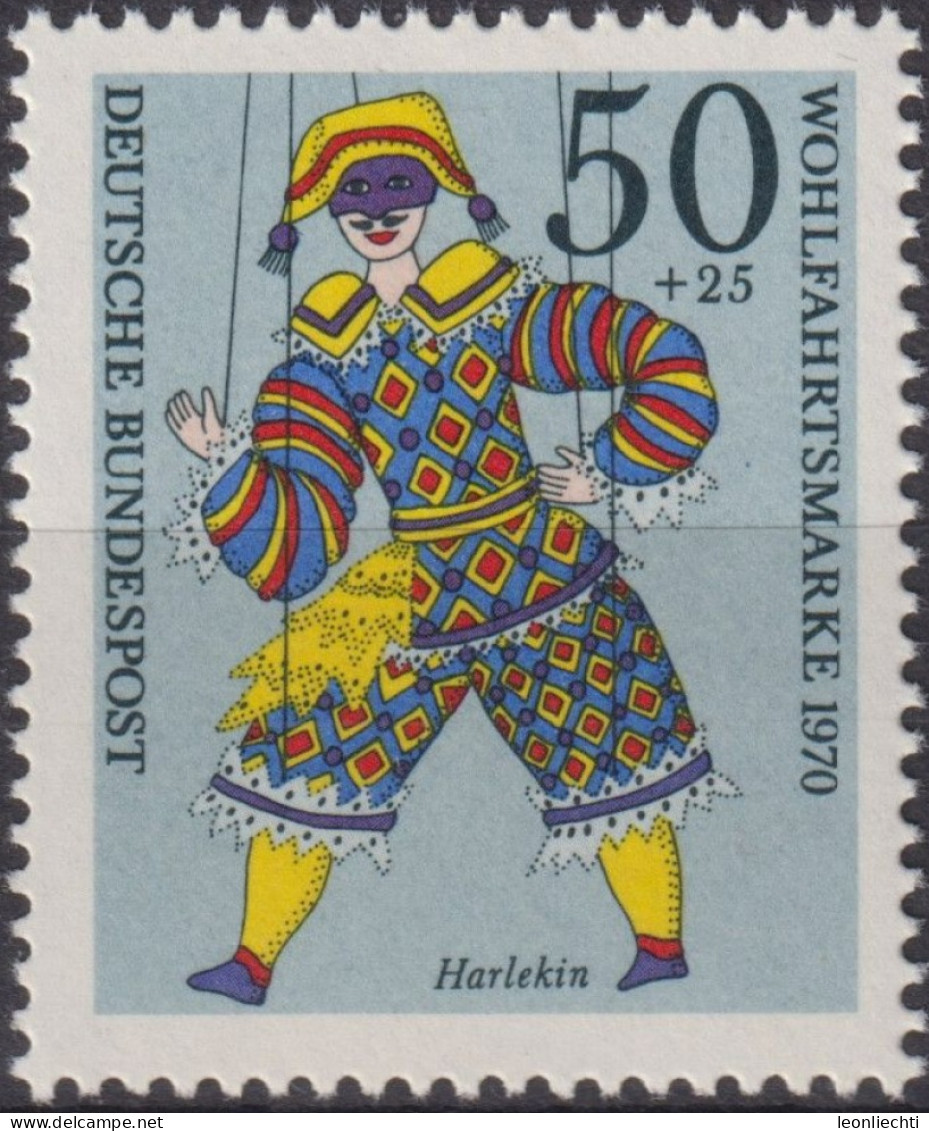 1970 Deutschland > BRD, ** Mi:DE 653, Sn:DE B466, Yt:DE 504, Marionette - Marionnetten