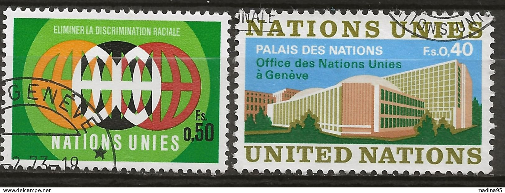 NATIONS-UNIES - GENEVE: Obl., N° YT 20 Et 22, TB - Used Stamps