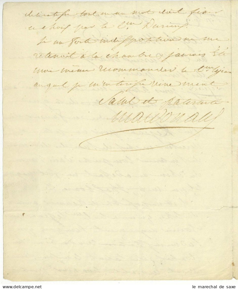 Marechal D'Empire Macdonald (1765-1840) Lettre Autographe 1799 - Personnages Historiques