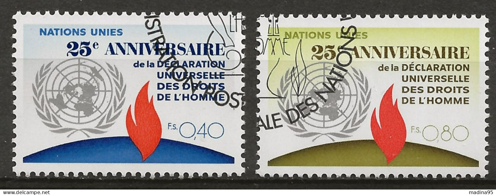 NATIONS-UNIES - GENEVE: Obl., N° YT 35 Et 36, TB - Used Stamps