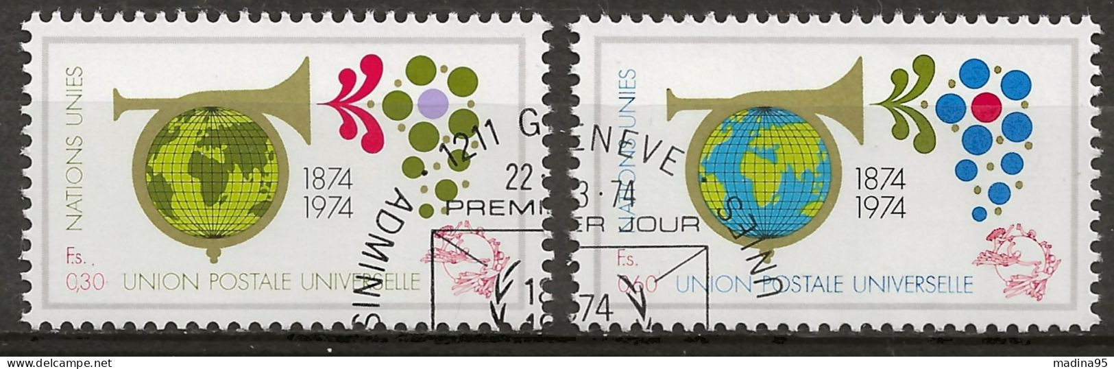 NATIONS-UNIES - GENEVE: Obl., N° YT 39 Et 40, TB - Used Stamps