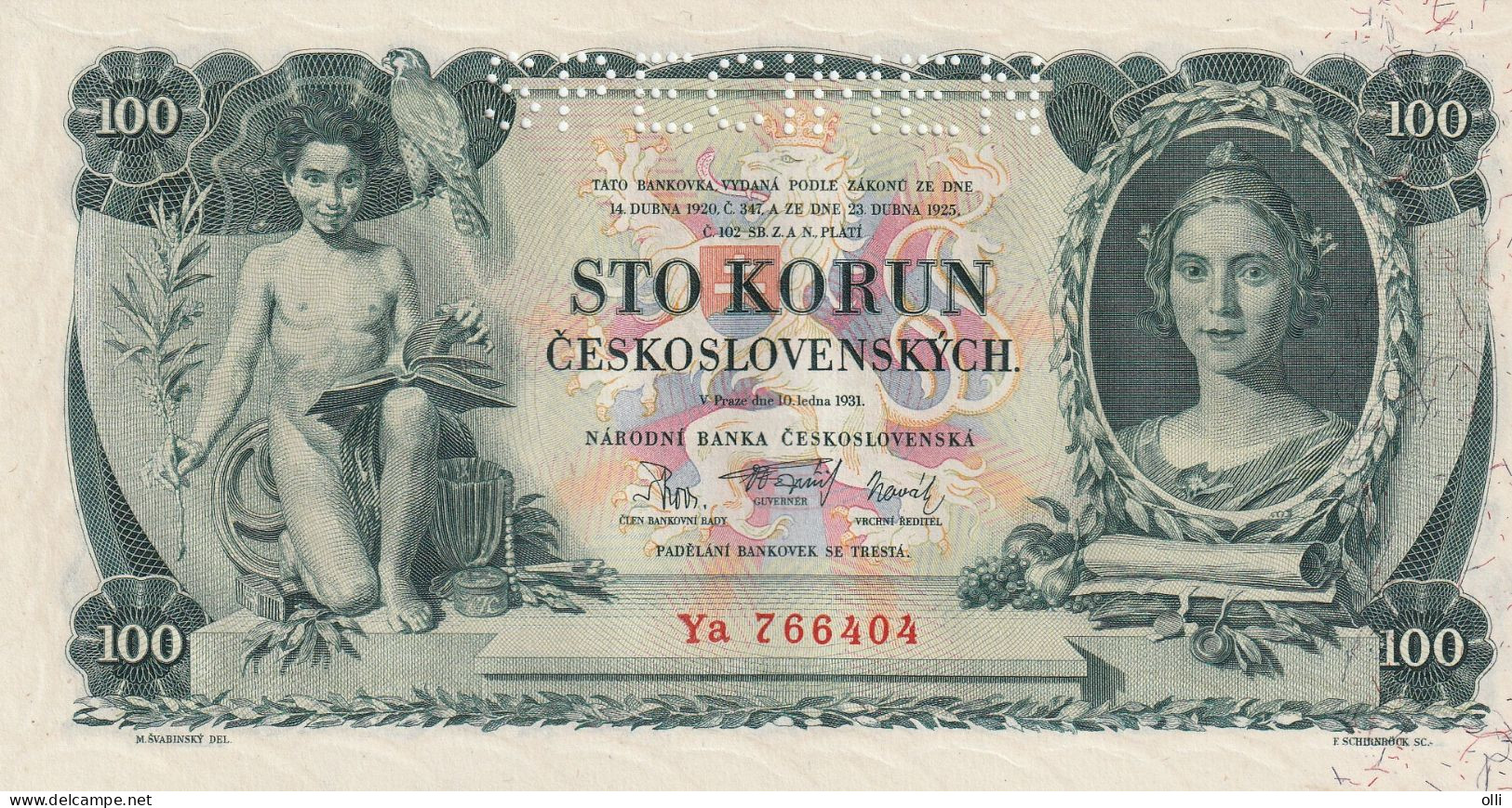 Czechoslovakia 100 Korun, P-23s 1931  UNC  SPECIMEN - Tchécoslovaquie