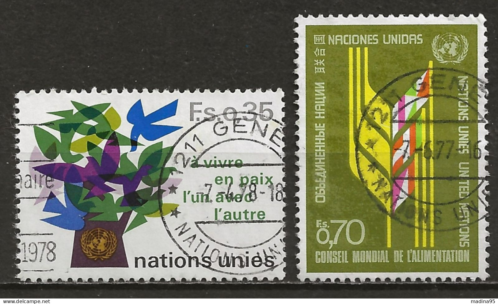 NATIONS-UNIES - GENEVE: Obl., N° YT 62 Et 72, TB - Used Stamps