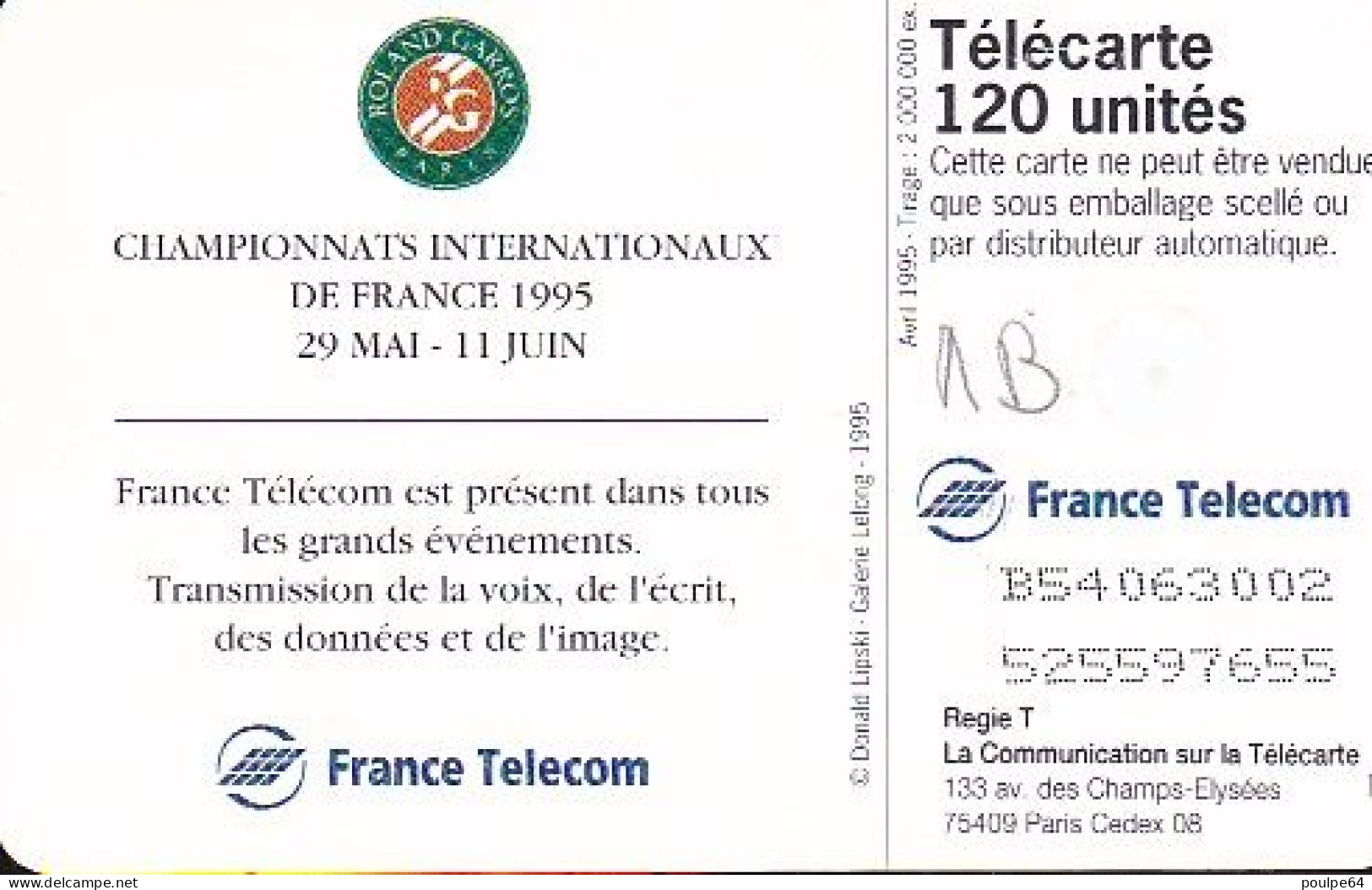 F554A - 04/1995 - ROLLAND GARROS 95 - 120 GEM1B - 1995