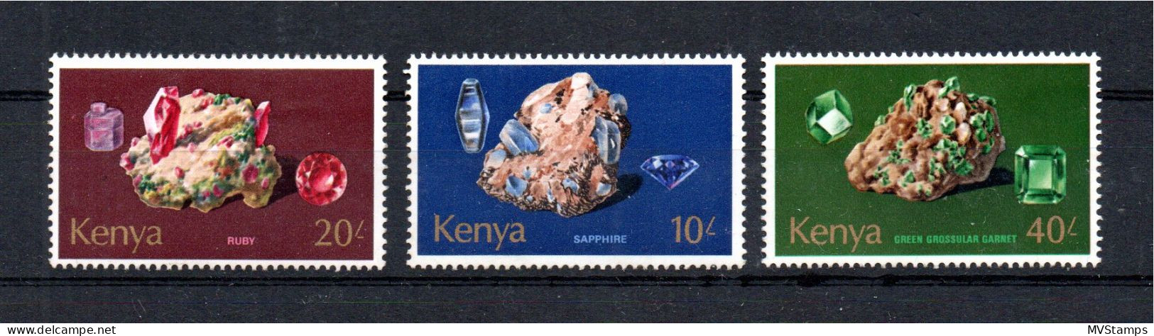 Kenya 1977 Set Minerals/Ruby/Saphire Stamps (Michel 108/10) MNH - Kenya (1963-...)
