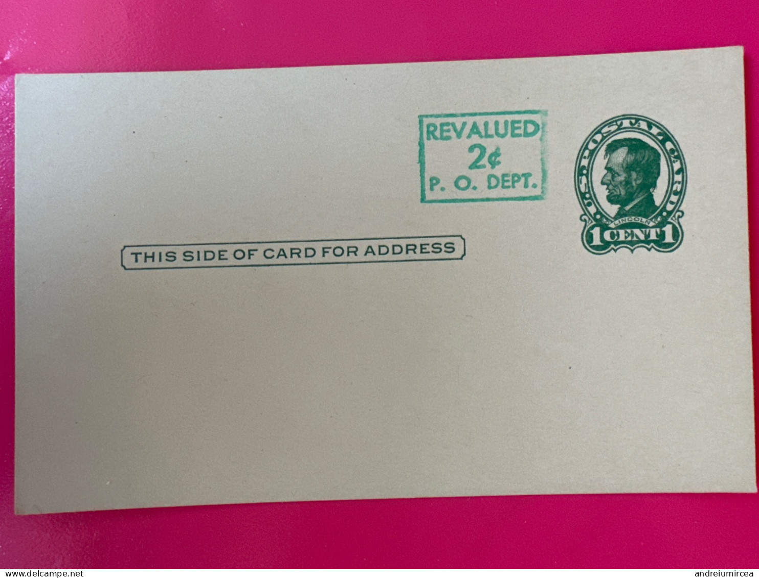 USA Postal Stationery Card 1cent REVALUED 2 Cents P.O. Dept - 1901-20