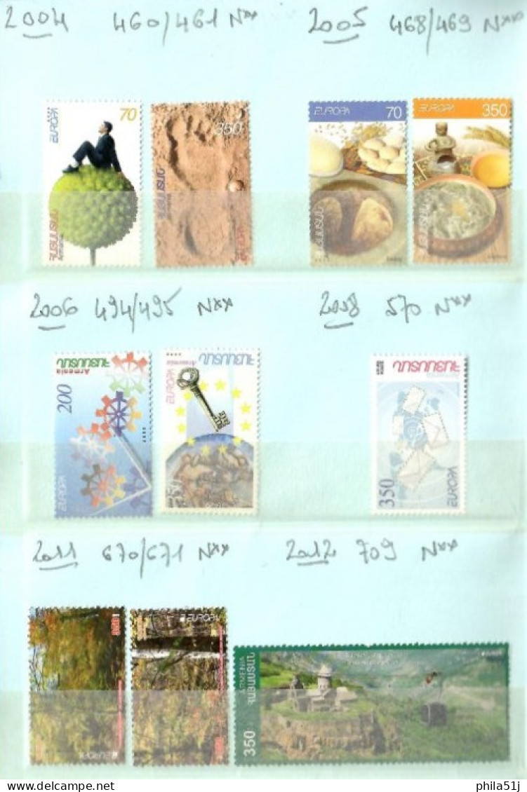 EUROPA   ARMENIE  ---ANNEE 2001 à 2017---N** & OBL 1/3 DE COTE - Colecciones