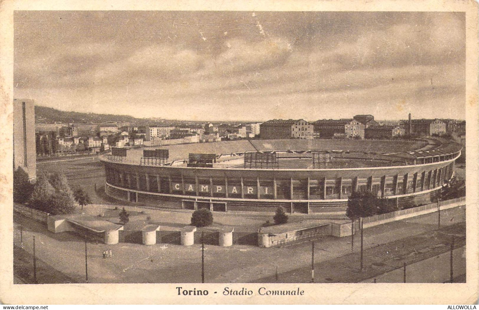24168 " TORINO-STADIO COMUNALE " PANORAMA-PUBBLICITA' CAMPARIVERA FOTO-CART. SPED.1951 - Stadi & Strutture Sportive