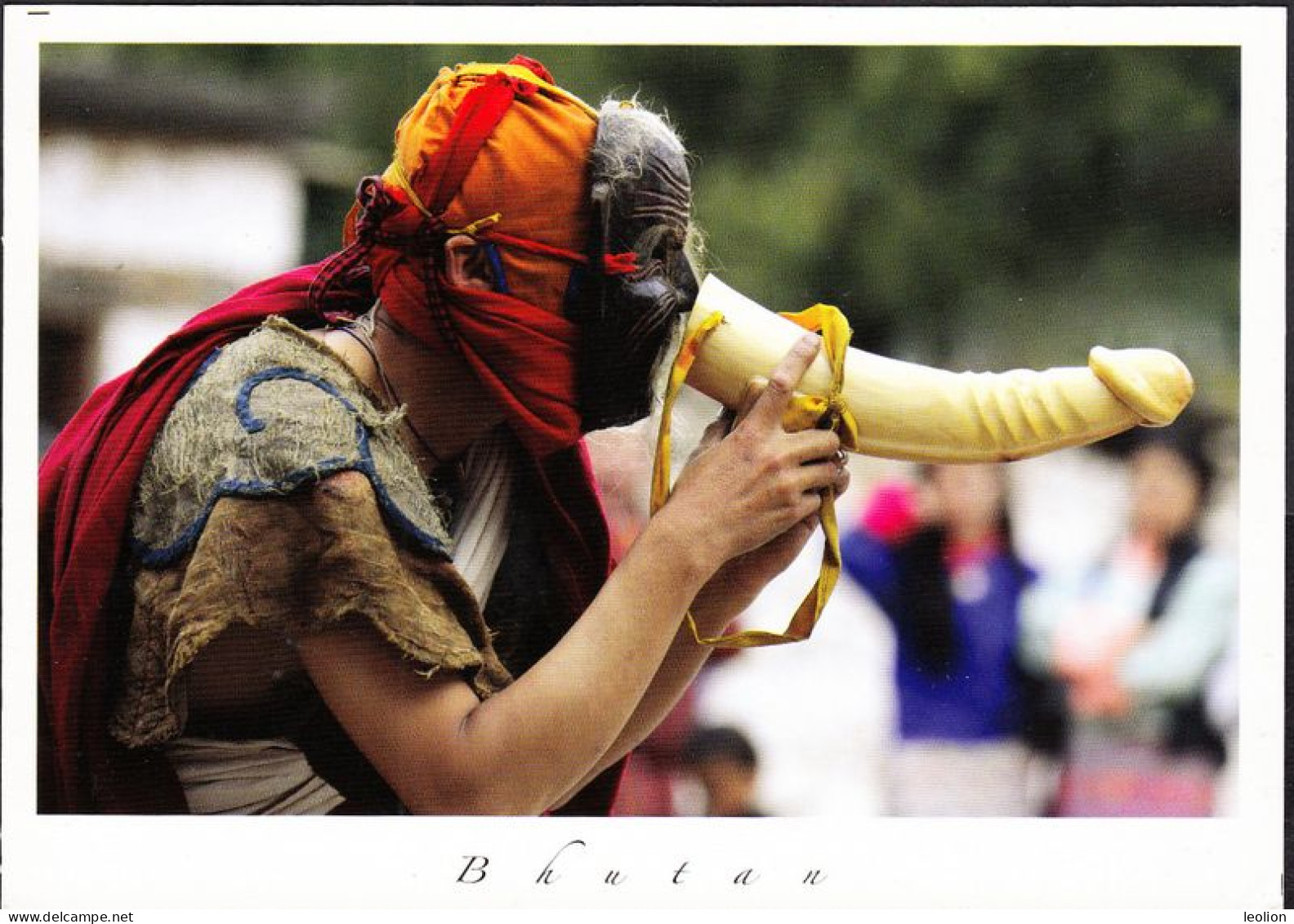 BHUTAN Traditional Jester (achara) With Phallus Azha Keza Picture Postcard BHOUTAN - Bután