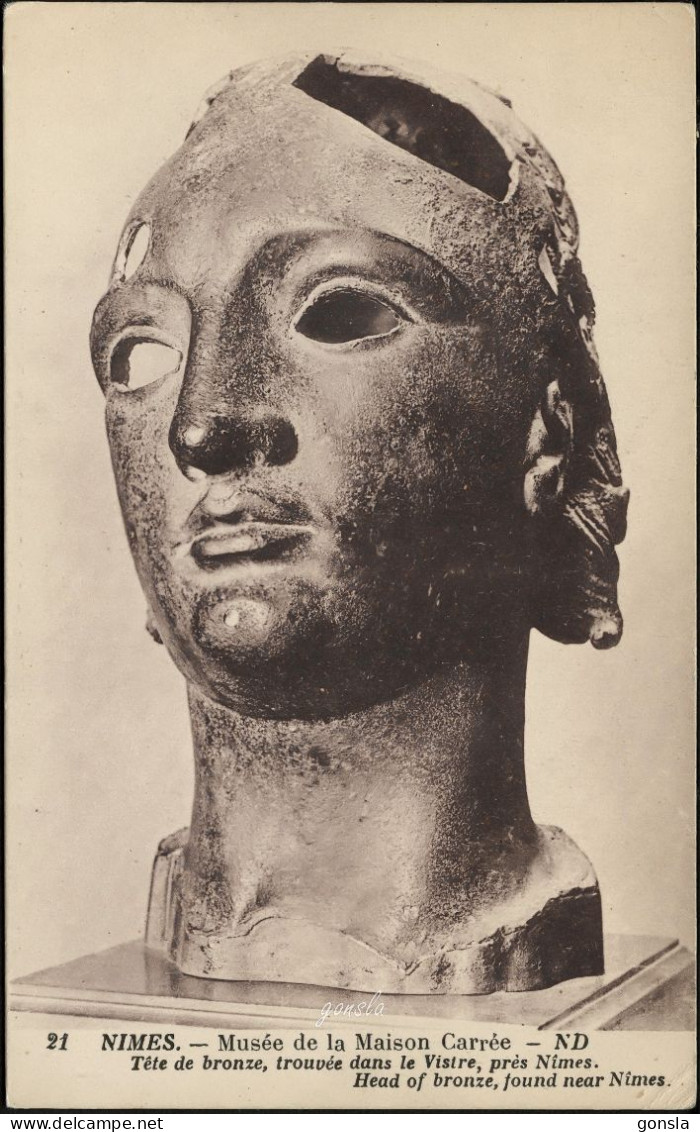 NÎMES 1930 "Tête De Bronze, Trouvée Dans Le Visire" Musée De La Maison Carrée - Objets D'art