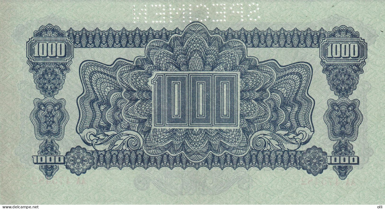 Czechoslovakia 1000 Korun, P-50  1944  UNC  SPECIMEN - Tsjechoslowakije