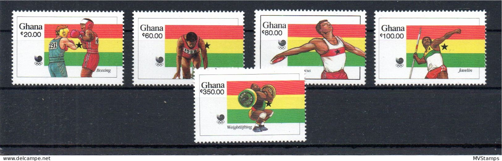 Ghana 1988 Set Olympic/Sports Stamps (Michel 1205/09) MNH - Ghana (1957-...)