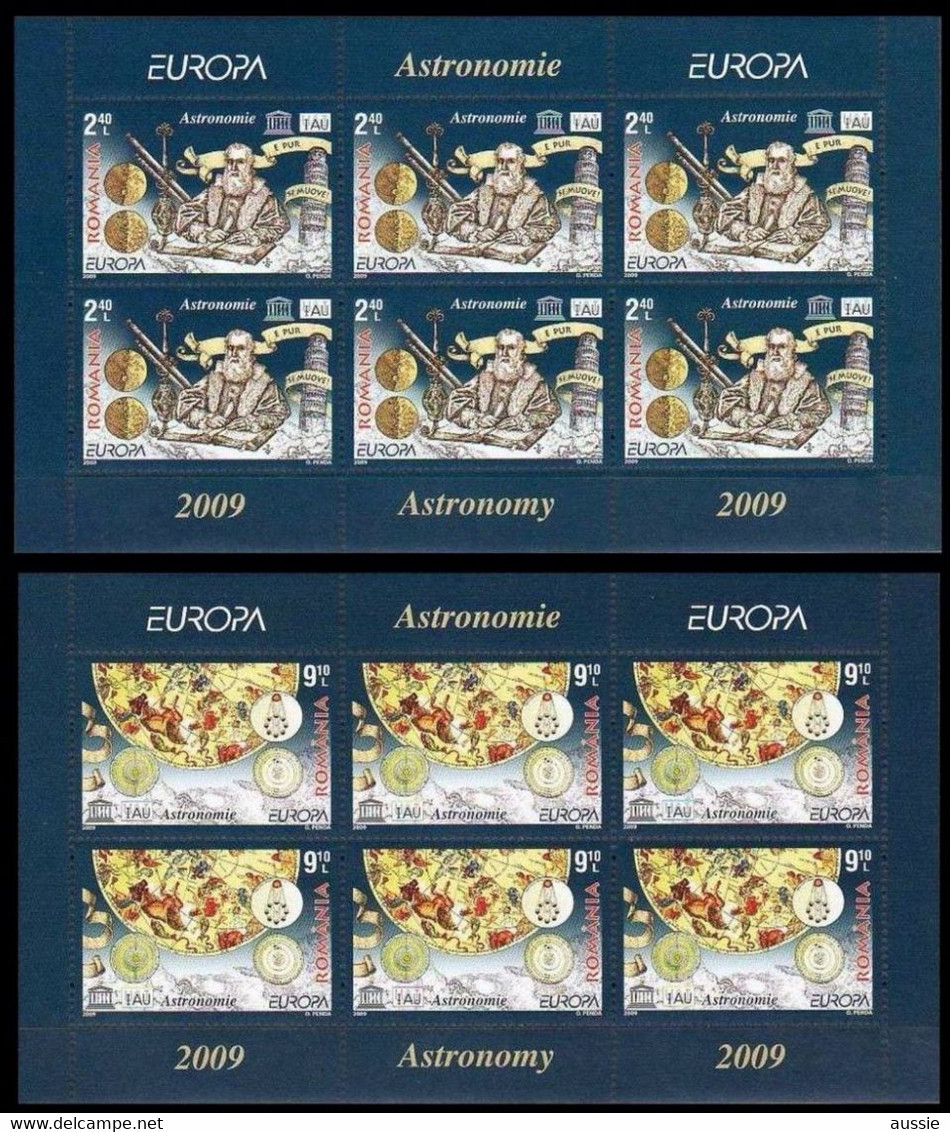 Roumanie Romania CEPT 2009  Yvertn° 5356-5357 *** MNH Cote 54,00 € Europa Astronomie Feuillets Complètes - 2009