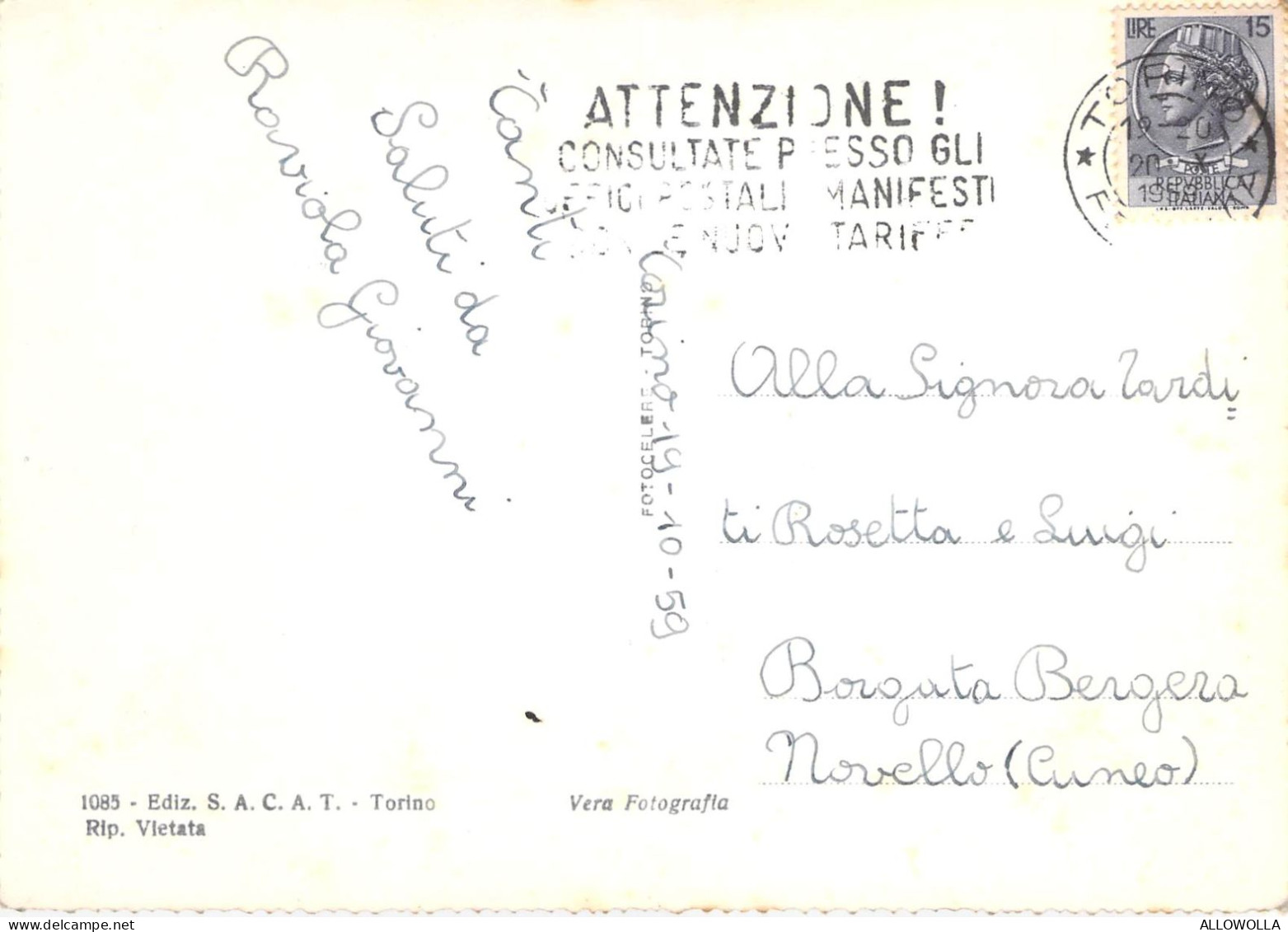 24172 " TORINO-SASSI-SCUOLA ELEMENTARE E INGRESSO VILLA SASSI " ANIMATA-VERA FOTO-CART. SPED.1959 - Education, Schools And Universities