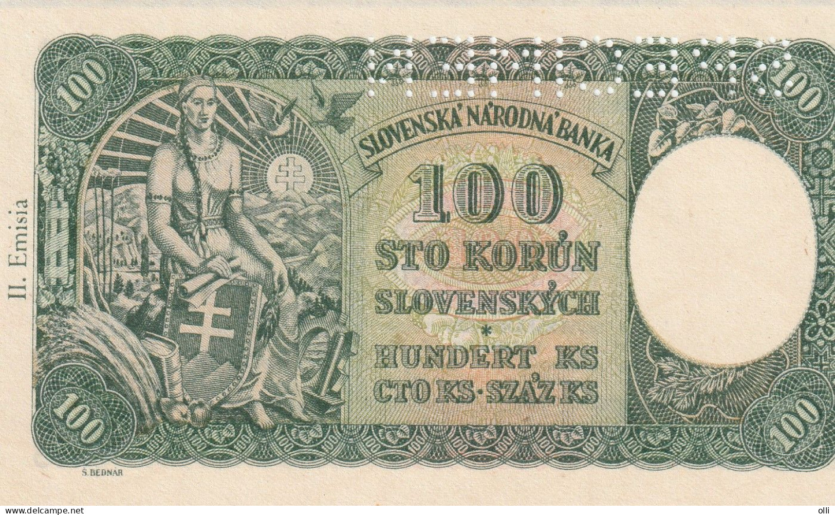 Czechoslovakia 100 Korun, P-52  1945  UNC  SPECIMEN - Tchécoslovaquie