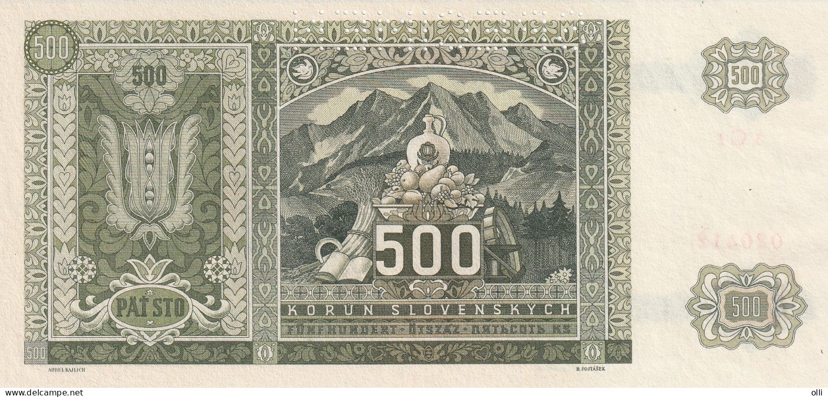 Czechoslovakia 500 Korun, P-54  1945  UNC  SPECIMEN - Tchécoslovaquie