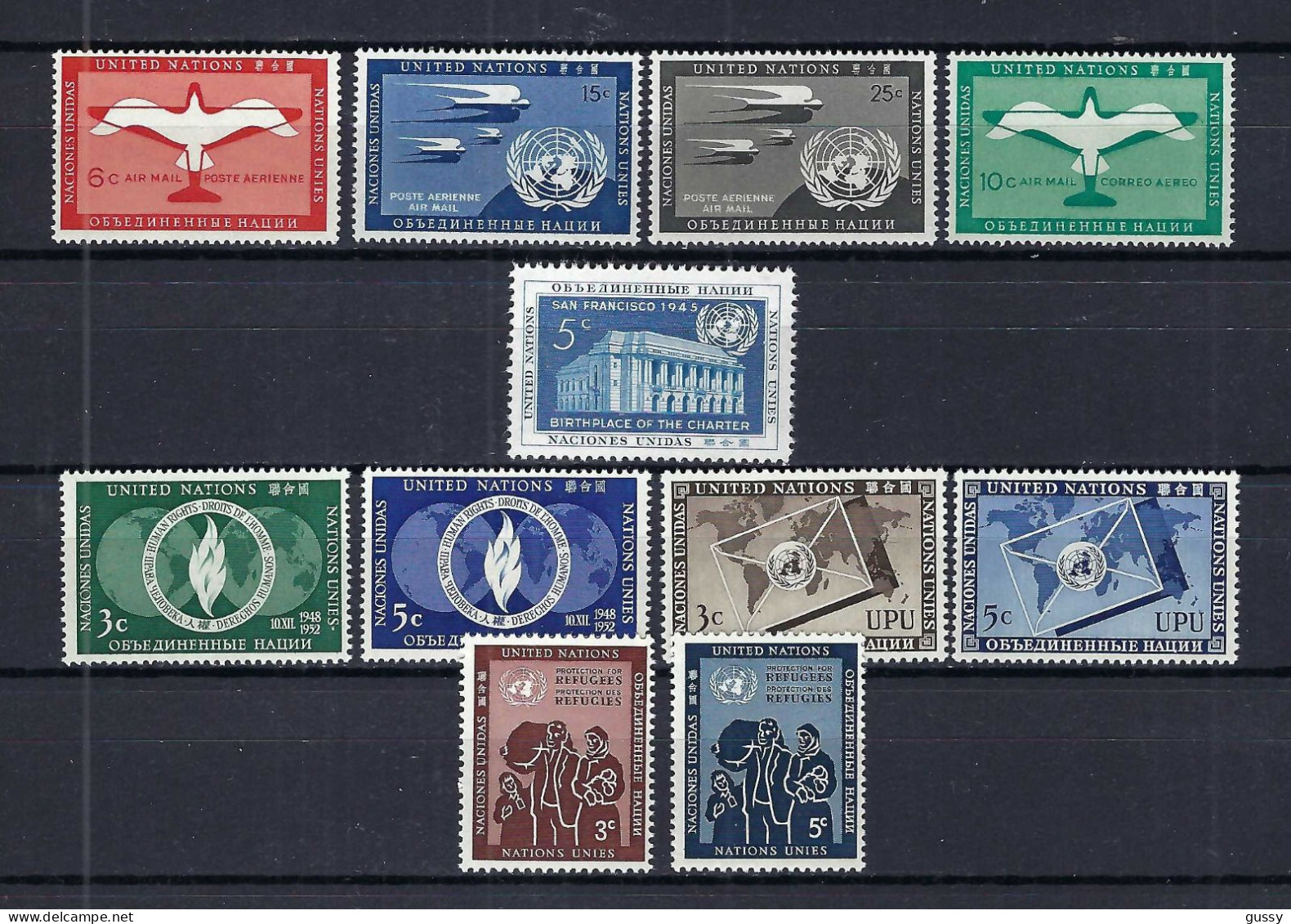 NATIONS UNIES (N.Y.) 1951-53: Séries Complètes Y&T 12-18 Et P.A. Y&T 1-4 Neufs** - Unused Stamps