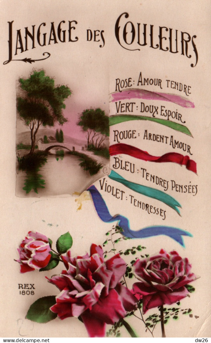 Fantaisie - Le Langage Des Couleurs: Rose, Vert, Rouge, Bleu, Violet, Amour, Tendresse - Carte REX N° 1808 - Collezioni E Lotti