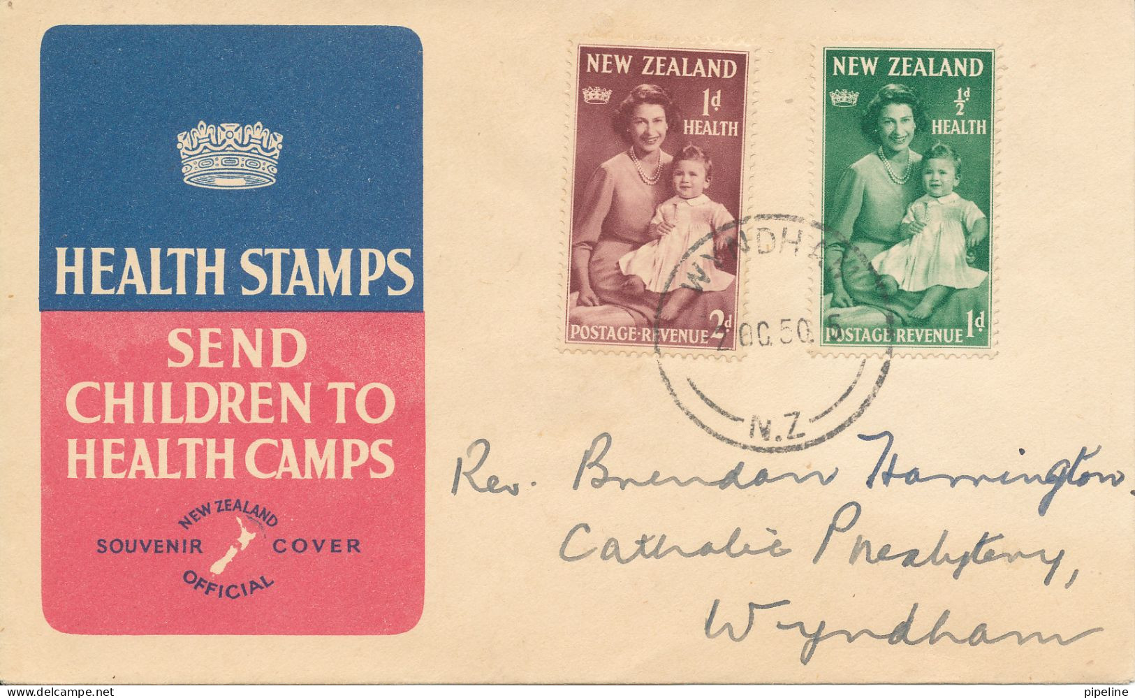 New Zealand FDC 2-10-1950 Health Stamps With Cachet - FDC