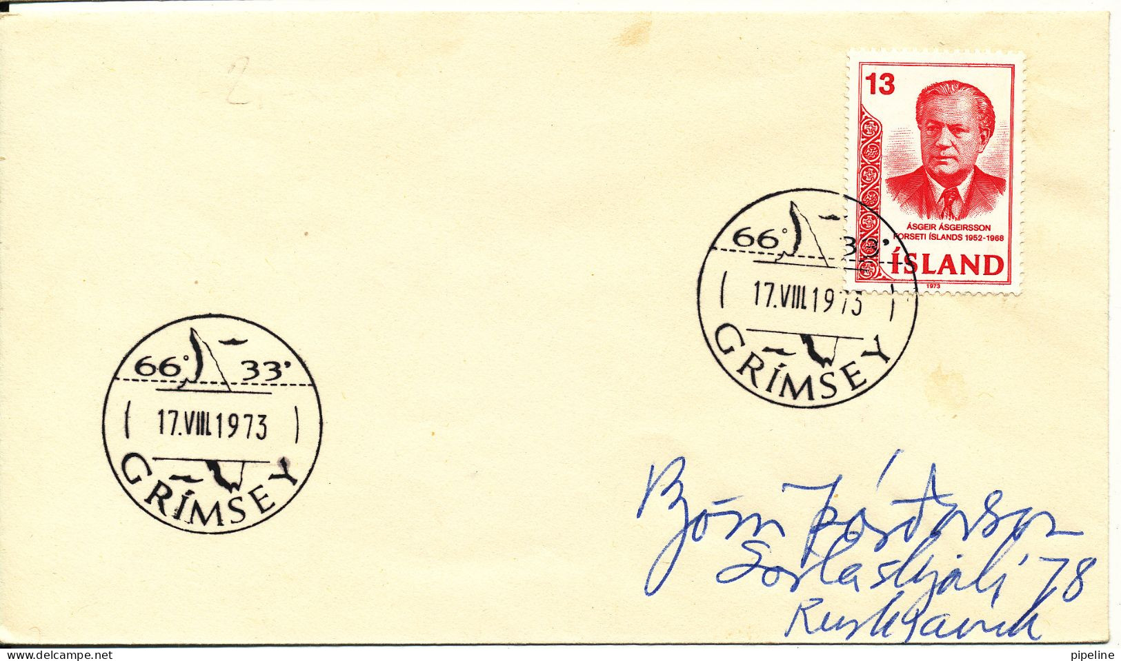 Iceland Cover Grimsey 17-8-1973 Special Postmark - Storia Postale