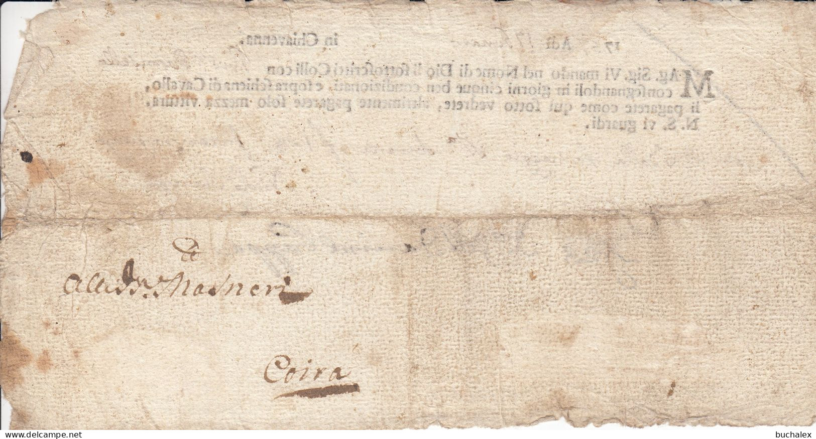 Österreich 1757 Fuhrmannsbrief Des Spediteurs Nicola Stampa Aus Chiavenna - ...-1850 Voorfilatelie