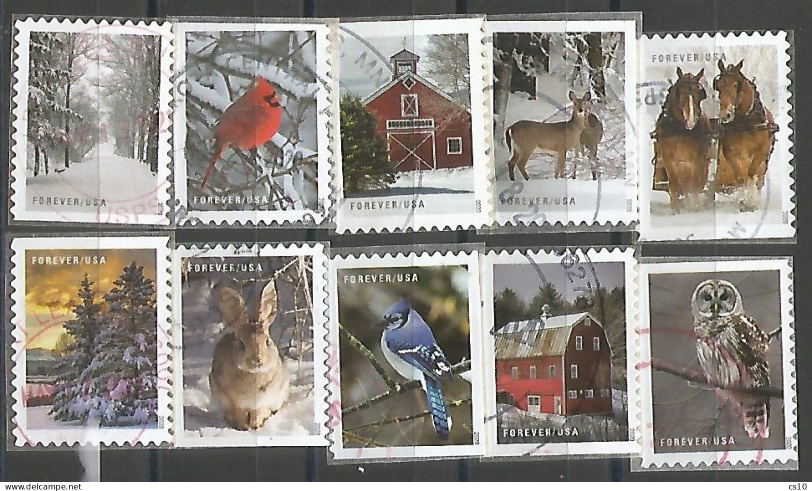 USA 2020 Winter Scenes SC.#5532/5541 - Cpl 10v Set In VFU Condition ( Round PMKs ) - Collections