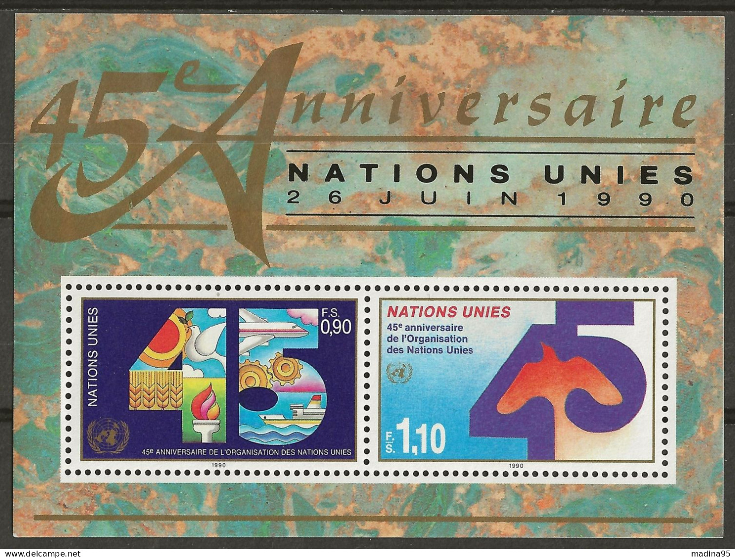 NATIONS-UNIES GENEVE: **, BF N° YT 6, TB - Blocchi & Foglietti