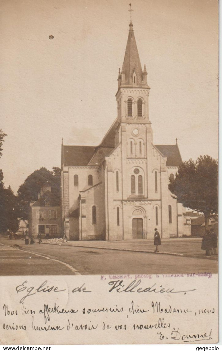 VILLEDIEU Sur INDRE - L'Eglise En 1904 ( Carte Photo ) - Sonstige & Ohne Zuordnung