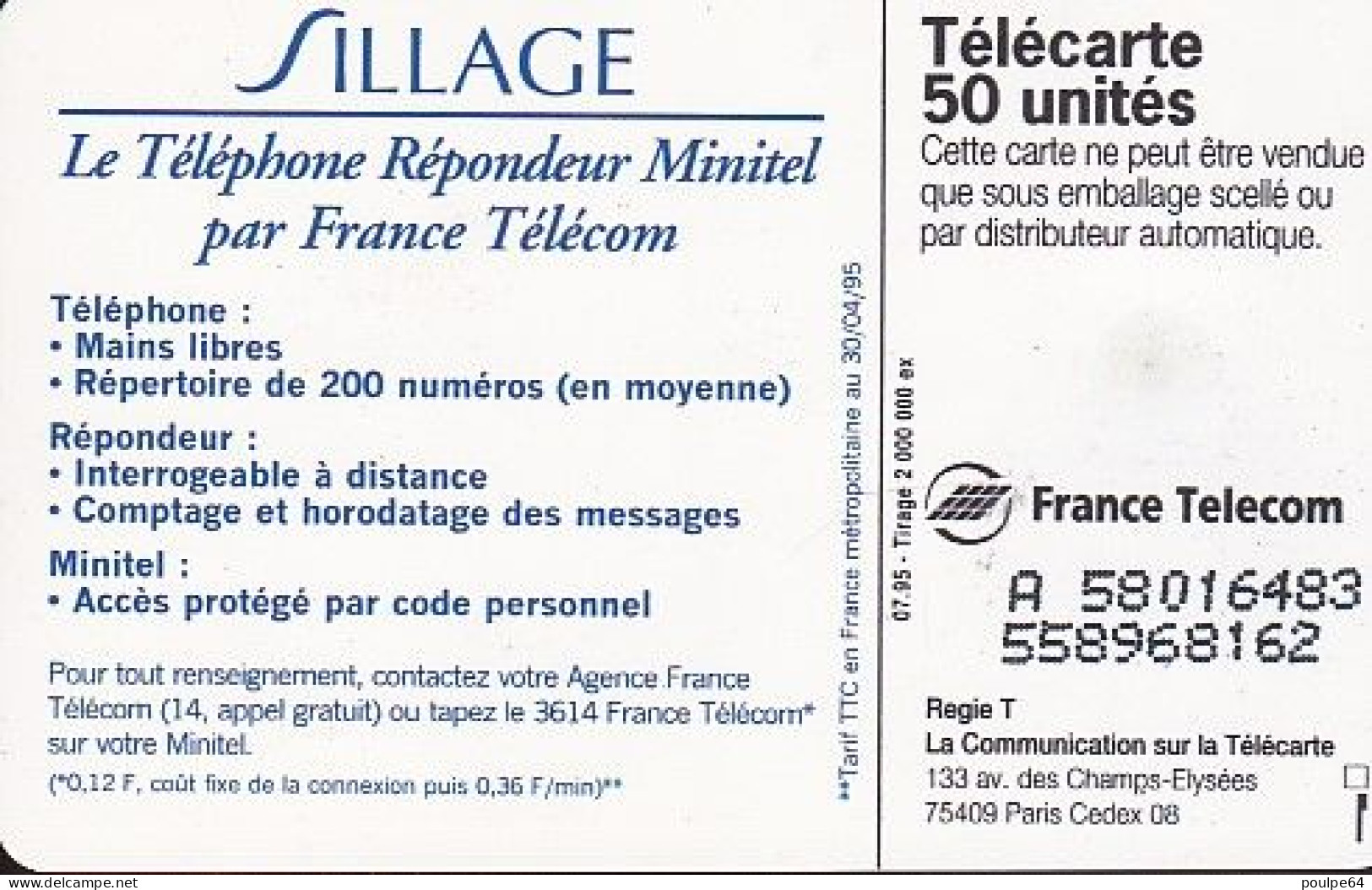 F569- 07/1995 - SILLAGE - 50 SO3 - 1995