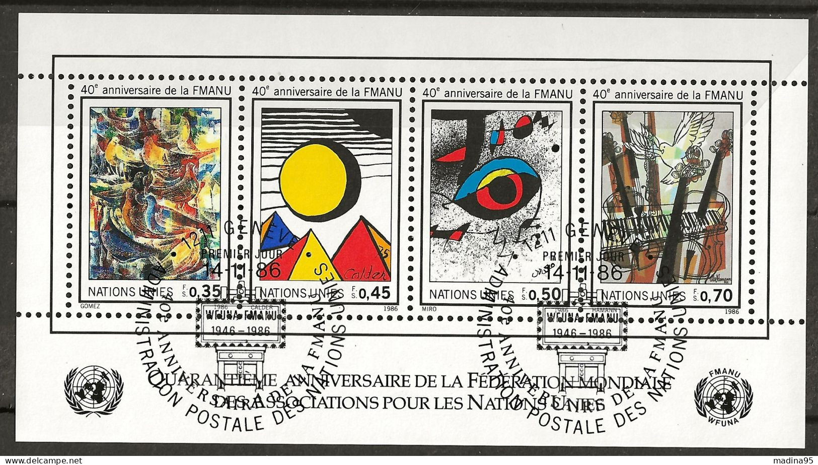 NATIONS-UNIES GENEVE: Obl., BF N° YT 4, Obl. PJ, TB - Blocs-feuillets