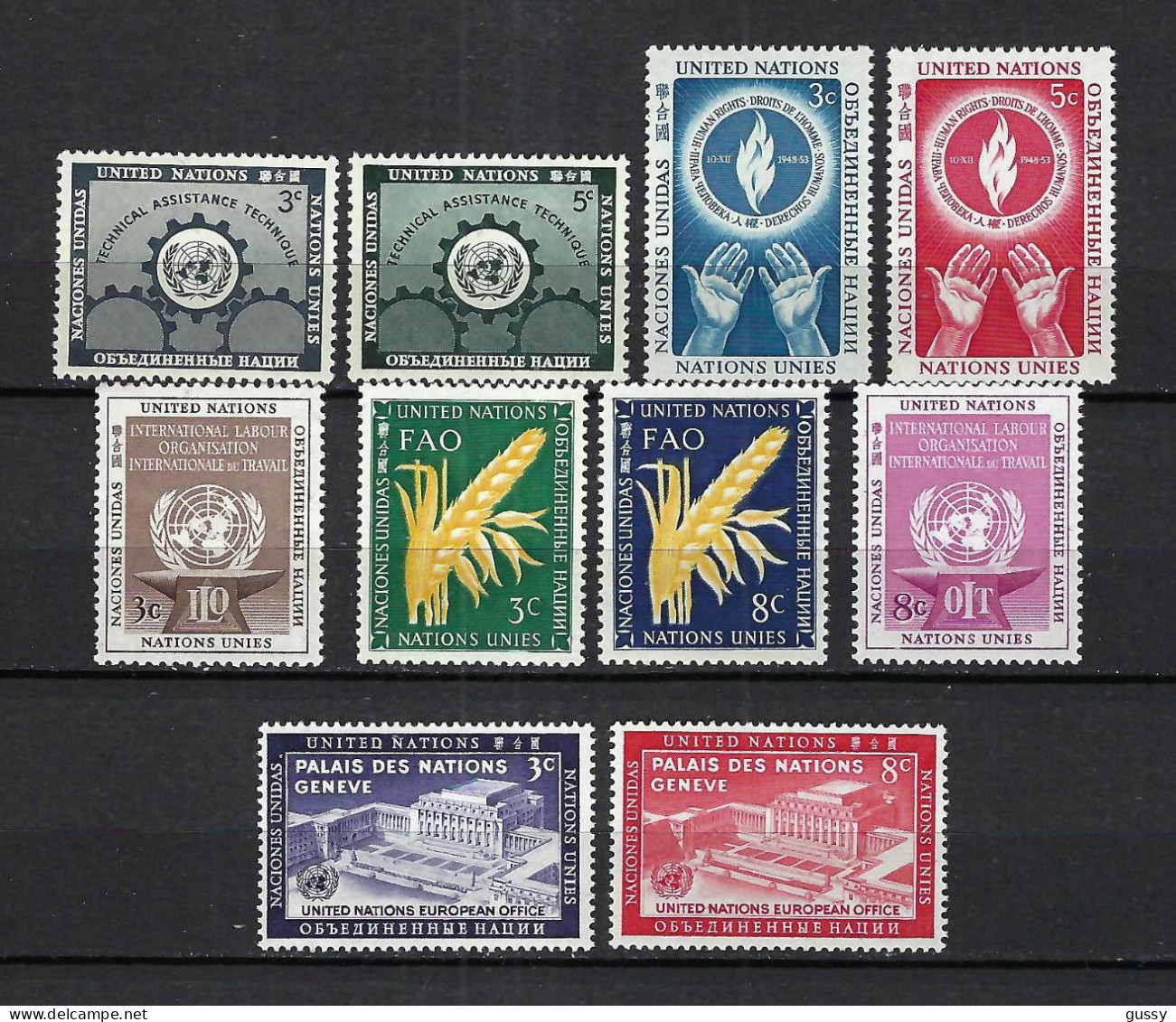 NATIONS UNIES (N.Y.) 1953-54: Séries Complètes Y&T 19-28 Neufs** - Unused Stamps