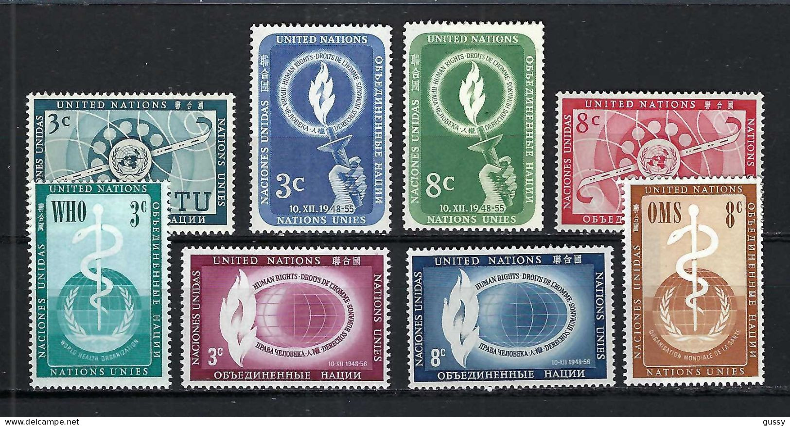 NATIONS UNIES (N.Y.) 1955-56: Séries Complètes Y&T 38-43,46-47 Neufs** - Unused Stamps