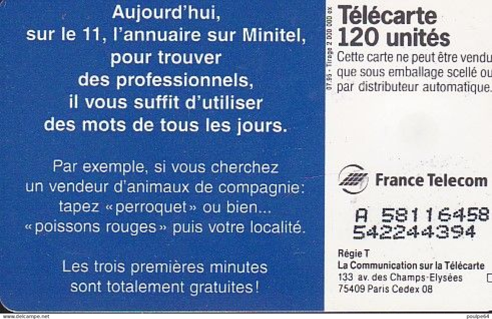 F576- 07/1995 - LE 11 - 120 SO3 - (verso : N° Deux Lignes - 2ème Ligne Décalée Vers La Gauche Sous Le A) - 1995