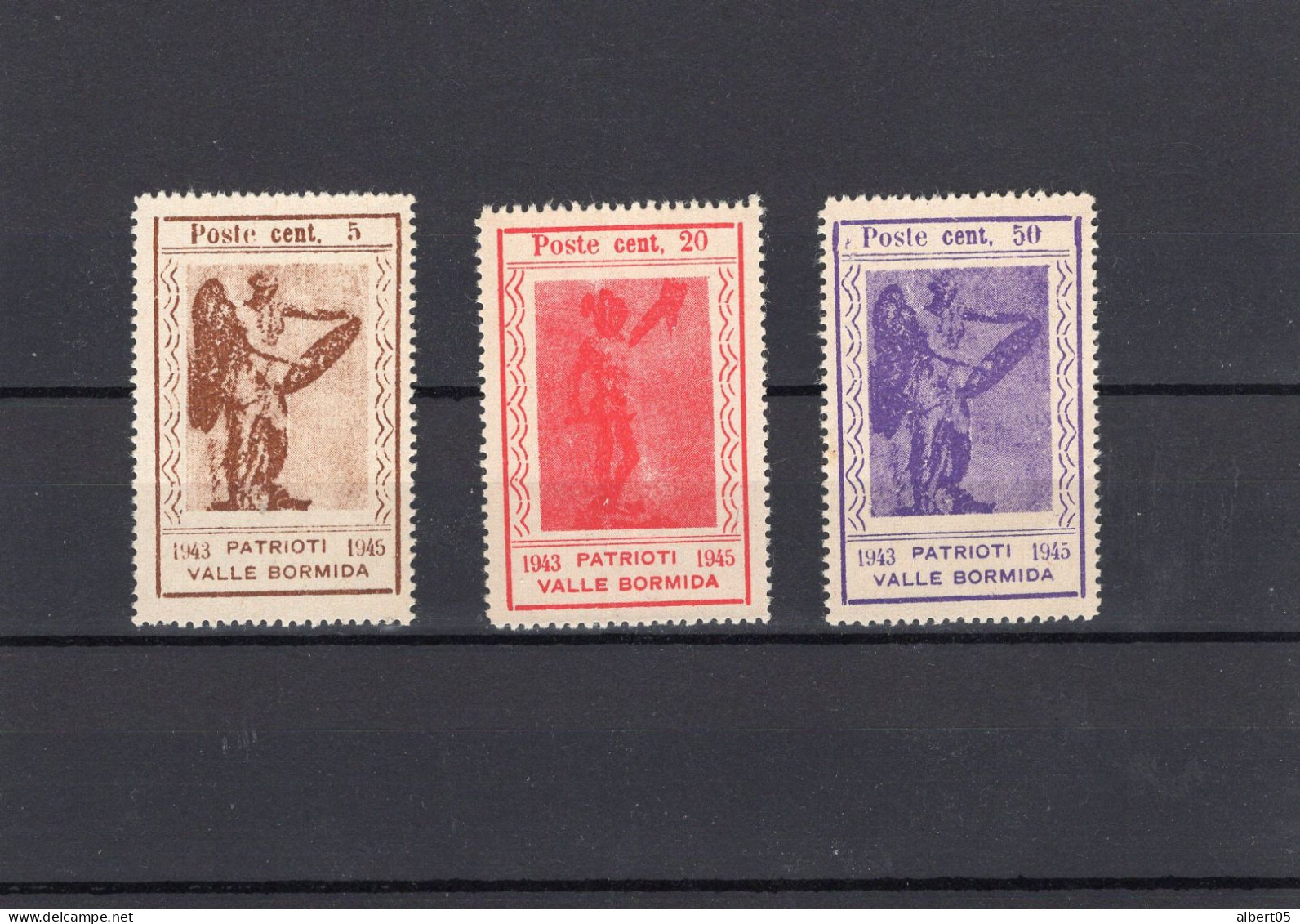 Vignettes 1943 Patrioti 1945 - Valle Bormida Poste 5c , 20c , 50c - Propagande De Guerre