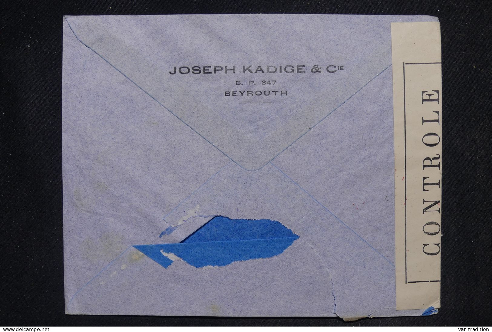 LIBAN - Enveloppe Commerciale De Beyrouth Pour Paris En 1945 Avec Contrôle Postal - L 148269 - Cartas & Documentos