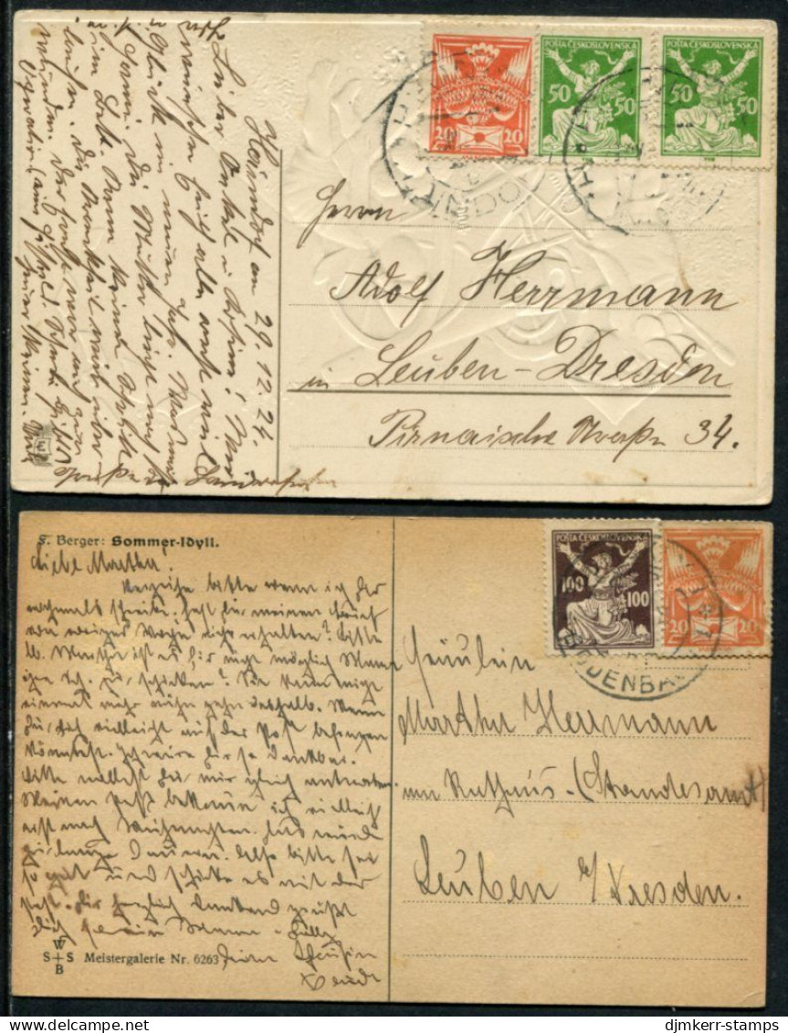 CZECHOSLAVKIA 1924 Two Postcards With 1.20 Kc Franking. - Brieven En Documenten